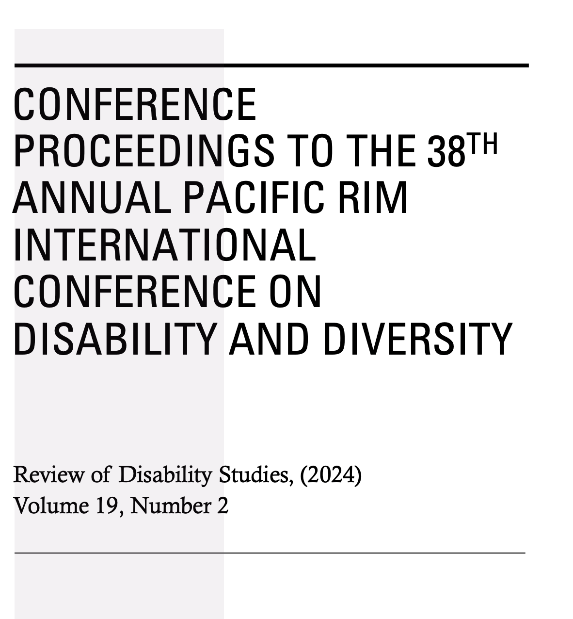 Review of Disability Studies - 39th Pac Rim Conference Proceedings cover image